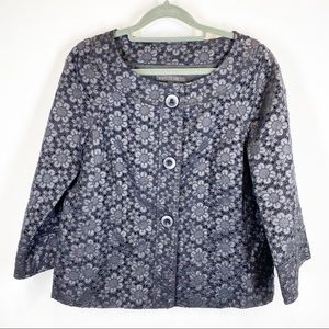 Lafayette 148 New York Black Floral Detail Blazer Jacket